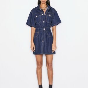 Frame Denim Navy Button-Front Mini Dress